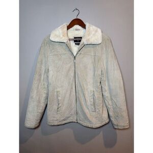 Vintage BMoss Light Tan Suede Moto Coat Faux‎ Fur Lined Womens Small